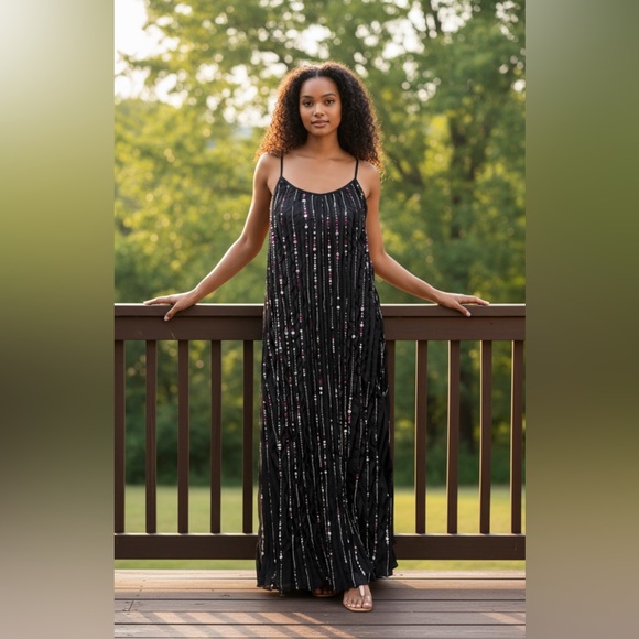 Farm Rio V neck sequin slip dress size medium.New with tags